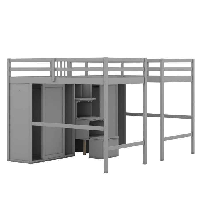 Cosmic Kids Double Twin Loft Beds with Wardrobes and Staircase Wayfair